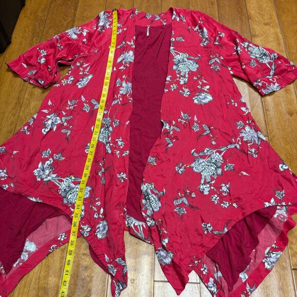 Free People Womens Kimono Size S Asymmetric Fairy Boho Oversize Midi Artsy Flowy - Picture 11 of 14